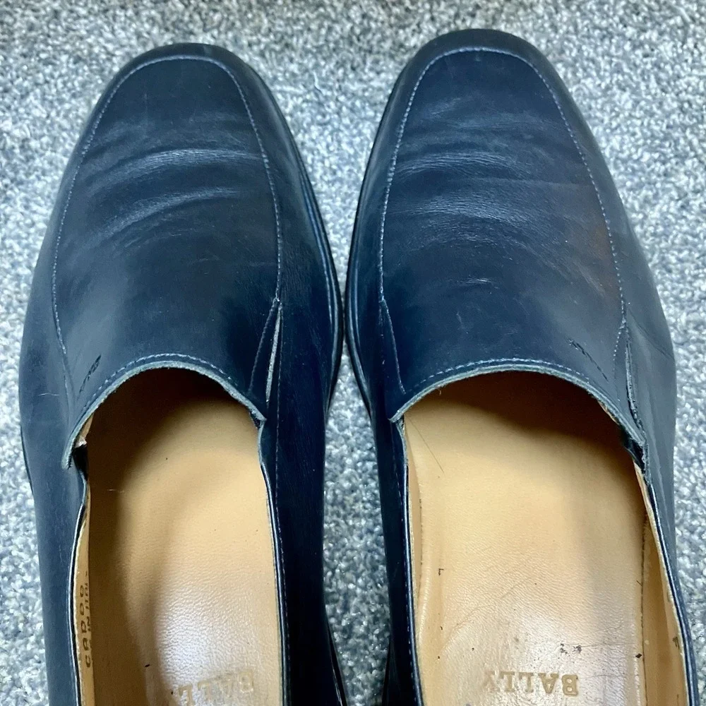 Bally Men's Caddo Sz 9 US Blue Leather Slip On Loafers Luxury Square Toe (8F UK)